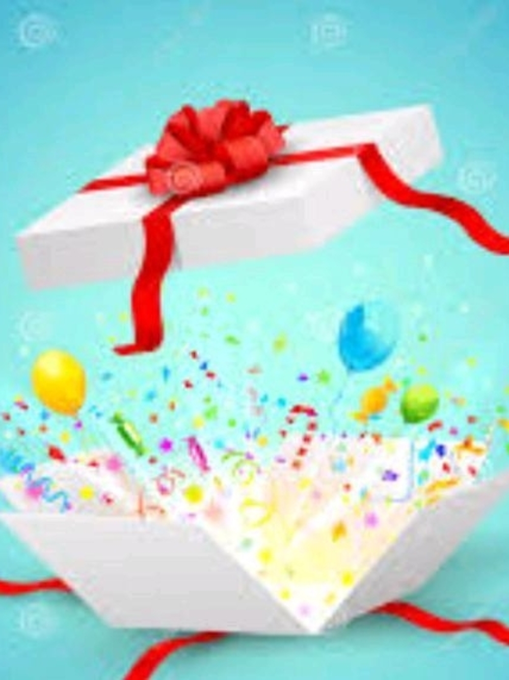 Festive Balloon Variety Party Surprise Box with Red Ribbon